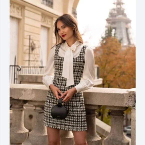 Gaâla Paris Amalia Tweed Dress (Black, White/Cream, Gold) Gaala